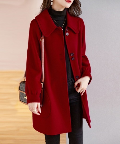 AMAJI(アマジ)の「スリム チェスターコート(チェスターコート・レディース・ブラック/グレー/レッド・MEDIUM/LARGE/X-LARGE)」の3枚目の写真