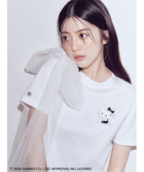 FRAY I.D(フレイアイディー)の「【ハローキティ】2wayチュールリボンTシャツ(Tシャツ/カットソー・レディース・ホワイト/ブラック/グレー・F)」の10枚目の写真