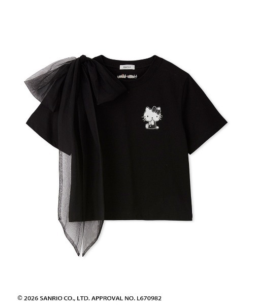 FRAY I.D(フレイアイディー)の「【ハローキティ】2wayチュールリボンTシャツ(Tシャツ/カットソー・レディース・ホワイト/ブラック/グレー・F)」の19枚目の写真