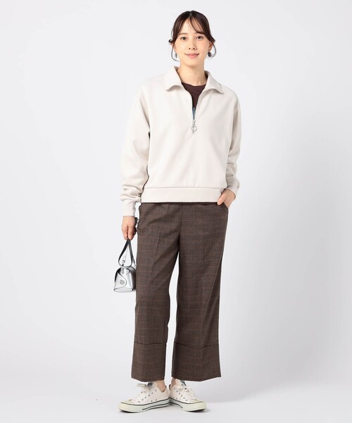 Grand PARK(グランドパーク)の「ロールヘムグレンチェックパンツ(その他パンツ・レディース・ブラウン/チャコールグレー・FREE)」の3枚目の写真
