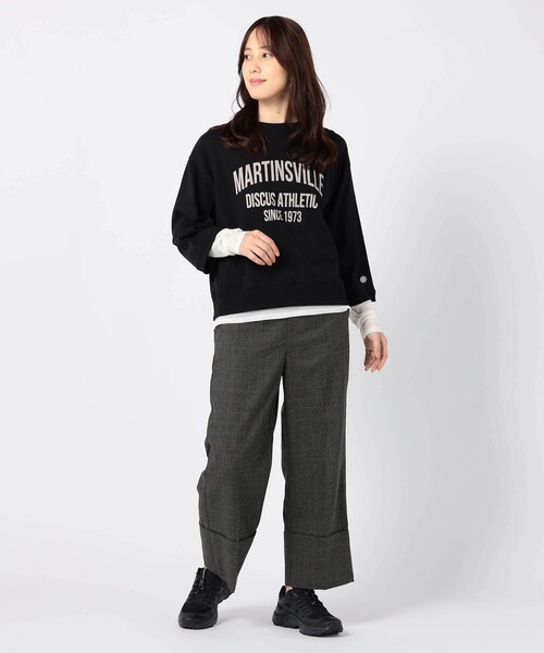Grand PARK(グランドパーク)の「ロールヘムグレンチェックパンツ(その他パンツ・レディース・ブラウン/チャコールグレー・FREE)」の4枚目の写真