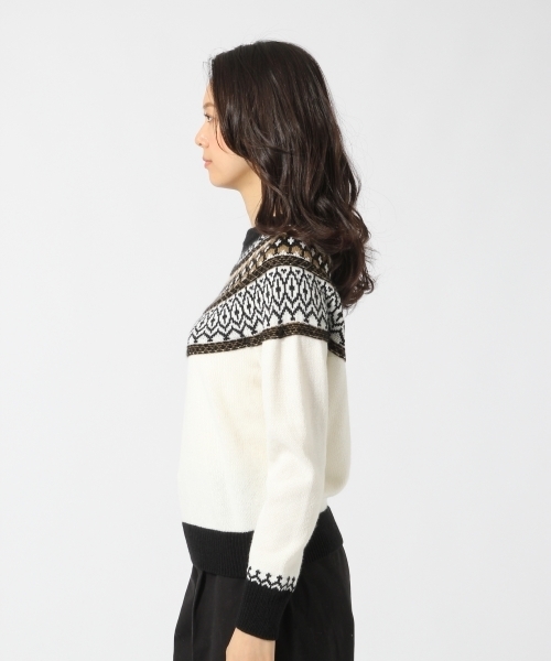 GLOBAL WORK(グローバルワーク)の「3ゲージフェアアイルニットプルオーバー長袖/727802(ニット/セーター・レディース・ホワイト/ブラウン/ブラック・MEDIUM/LARGE)」の7枚目の写真