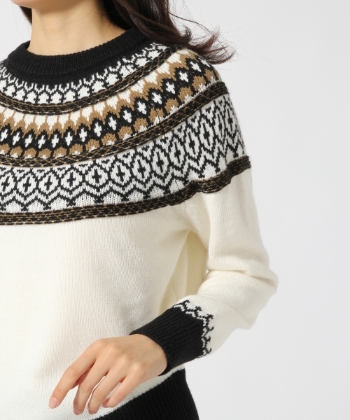 GLOBAL WORK(グローバルワーク)の「3ゲージフェアアイルニットプルオーバー長袖/727802(ニット/セーター・レディース・ホワイト/ブラウン/ブラック・MEDIUM/LARGE)」の9枚目の写真