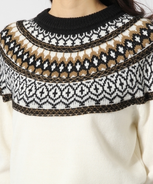 GLOBAL WORK(グローバルワーク)の「3ゲージフェアアイルニットプルオーバー長袖/727802(ニット/セーター・レディース・ホワイト/ブラウン/ブラック・MEDIUM/LARGE)」の10枚目の写真