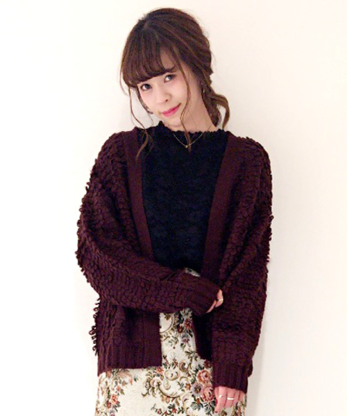 archives（アルシーヴ）の「ループ編みトッパーニット カーディガン（カーディガン/ボレロ・レディース・グレー/ブラウン/ピンク/シルバーグレー/ブラック/オフホワイト・MEDIUM）」の5枚目の写真