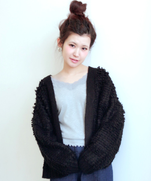 archives（アルシーヴ）の「ループ編みトッパーニット カーディガン（カーディガン/ボレロ・レディース・グレー/ブラウン/ピンク/シルバーグレー/ブラック/オフホワイト・MEDIUM）」の3枚目の写真