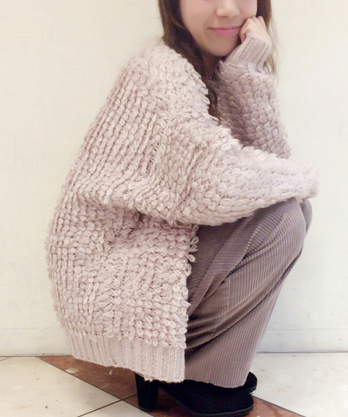 archives（アルシーヴ）の「ループ編みトッパーニット カーディガン（カーディガン/ボレロ・レディース・グレー/ブラウン/ピンク/シルバーグレー/ブラック/オフホワイト・MEDIUM）」の8枚目の写真