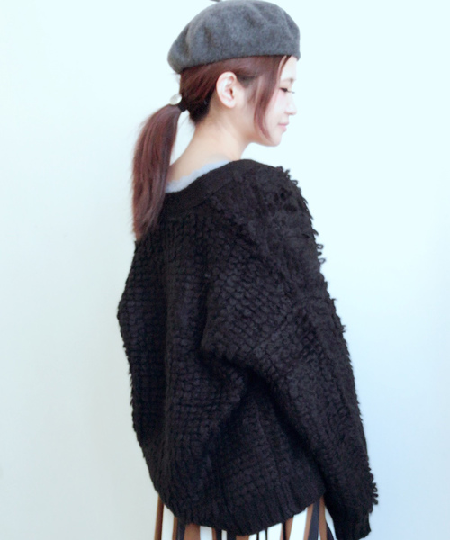 archives（アルシーヴ）の「ループ編みトッパーニット カーディガン（カーディガン/ボレロ・レディース・グレー/ブラウン/ピンク/シルバーグレー/ブラック/オフホワイト・MEDIUM）」の12枚目の写真