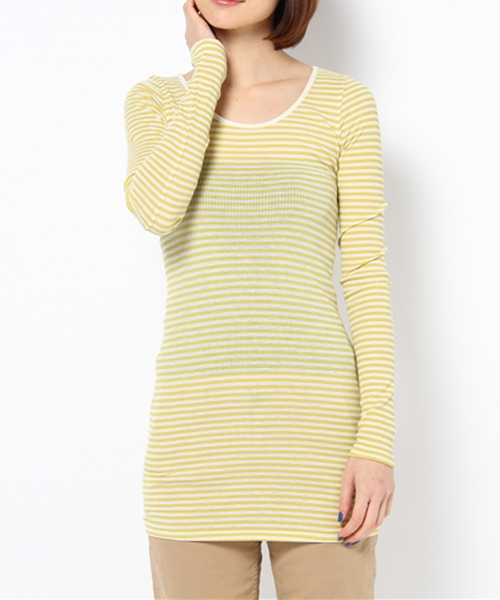 RNA-N（アールエヌエーエヌ）の「L7310 リブロング丈ボーダーロンT（Tシャツ/カットソー・レディース・プラム/ブラック×カーキ/イエロー/グリーン/その他1/ホワイト×グリーン/ピンク系その他/イエロー系その他/パープル系その他/チャコールグレー×ブラック/レッド系その他/グリーン系その他/ブルー系その他/エンジ/ブラック/ピンク/カーキ/グレー/パープル/ライトブルー/その他2/ホワイト×ネイビー・MEDIUM）」の21枚目の写真