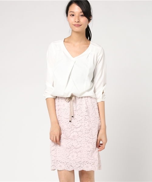 訳あり ファビュラスアンジェラ ワンピース ドッキング レース ひざ丈ワンピース Guiacieneguilla Com