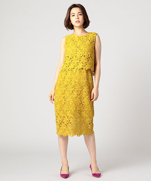 ESTNATION(エストネーション)の「ESTNATION レースワンピース(ワンピース・レディース・イエロー/ライトグレー/ブラウン・36/38)」の8枚目の写真