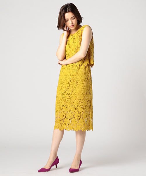 ESTNATION(エストネーション)の「ESTNATION レースワンピース(ワンピース・レディース・イエロー/ライトグレー/ブラウン・36/38)」の7枚目の写真