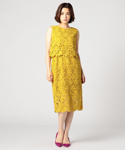 ESTNATION(エストネーション)の「ESTNATION レースワンピース(ワンピース・レディース・イエロー/ライトグレー/ブラウン・36/38)」の6枚目の写真