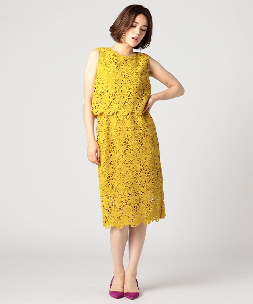 ESTNATION(エストネーション)の「ESTNATION レースワンピース(ワンピース・レディース・イエロー/ライトグレー/ブラウン・36/38)」の5枚目の写真