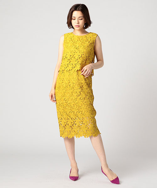 ESTNATION(エストネーション)の「ESTNATION レースワンピース(ワンピース・レディース・イエロー/ライトグレー/ブラウン・36/38)」の4枚目の写真