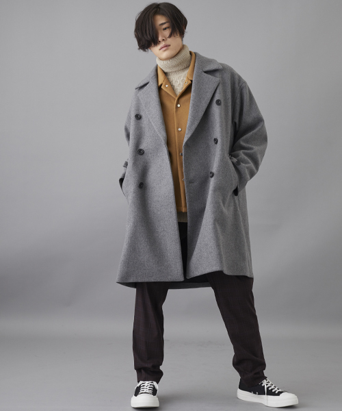 STUDIOUS（ステュディオス）の「【STUDIOUS】ウールオーバーWロングコート（その他アウター・メンズ・ブラック/グレー・1/2）」の5枚目の写真