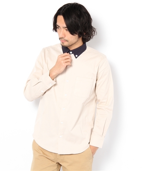 WHO'S WHO gallery(フーズフーギャラリー)の「ツイルクレリックボタンダウンシャツ(シャツ/ブラウス・メンズ・ホワイト/ベージュ/グレー/ブルー/オレンジ・MEDIUM/LARGE)」の3枚目の写真