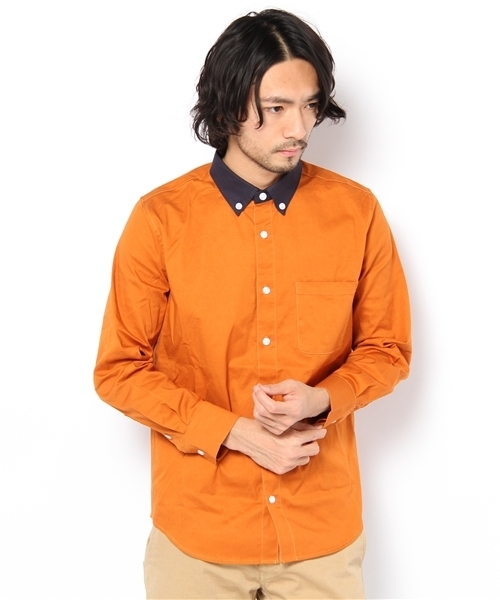 WHO'S WHO gallery(フーズフーギャラリー)の「ツイルクレリックボタンダウンシャツ(シャツ/ブラウス・メンズ・ホワイト/ベージュ/グレー/ブルー/オレンジ・MEDIUM/LARGE)」の5枚目の写真