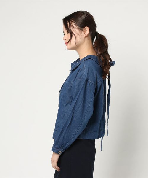 VENCEEXCHANGE(ヴァンスエクスチェンジ)の「レースアップGジャン (デニムジャケット・レディース・ブルー/ネイビー・MEDIUM)」の4枚目の写真