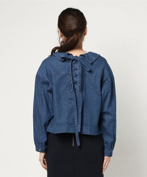 VENCEEXCHANGE(ヴァンスエクスチェンジ)の「レースアップGジャン (デニムジャケット・レディース・ブルー/ネイビー・MEDIUM)」の5枚目の写真