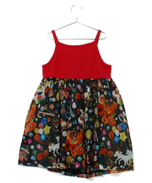 HYSTERIC MINI（ヒステリックミニ）の「bettie mini collage story 総柄 キャミソールワンピース（ワンピース・キッズ・グリーン/ピンク・100/110/120）」の3枚目の写真