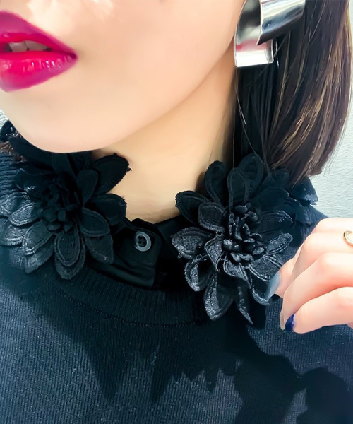 Narcissus（ナルシス）の「【Narcissus】フラワーつけ襟（付け襟・レディース・ホワイト/ブラック・FREE）」の19枚目の写真