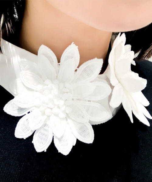 Narcissus（ナルシス）の「【Narcissus】フラワーつけ襟（付け襟・レディース・ホワイト/ブラック・FREE）」の17枚目の写真