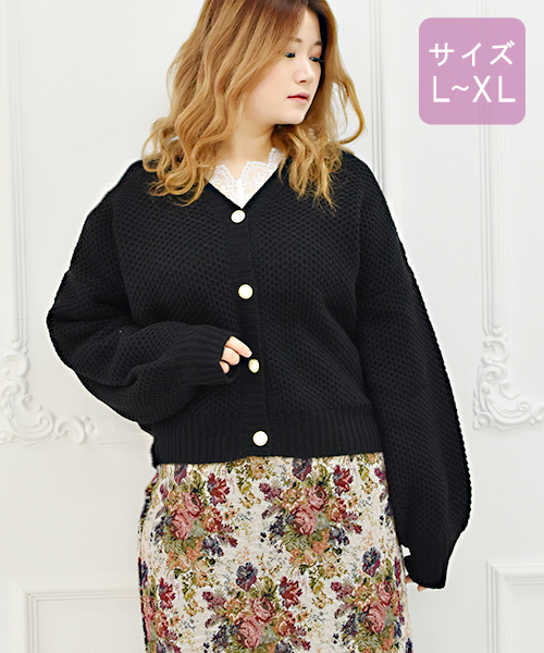 apres jour(アプレジュール)の「【大きいサイズ】 パールボタンVネックカーディガン【ZOZOTOWN限定アイテム】(カーディガン/ボレロ・レディース・ブラック/ベージュ/ラベンダー・X-LARGE)」の14枚目の写真