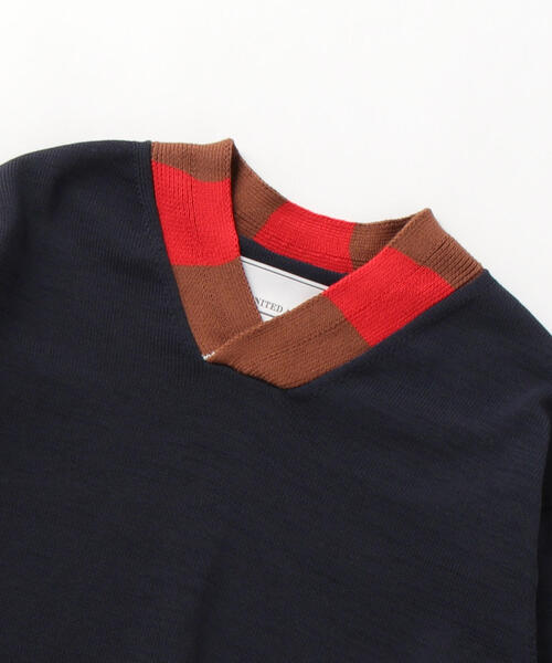 UNITED ARROWS & SONS（ユナイテッドアローズアンドサンズ）の「UNITED ARROWS & SONS（ユナイテッドアローズ＆サンズ）CRICKET SWEATER◆（ニット/セーター・メンズ・ネイビー/レッド・SMALL/MEDIUM/X-LARGE/LARGE）」の4枚目の写真