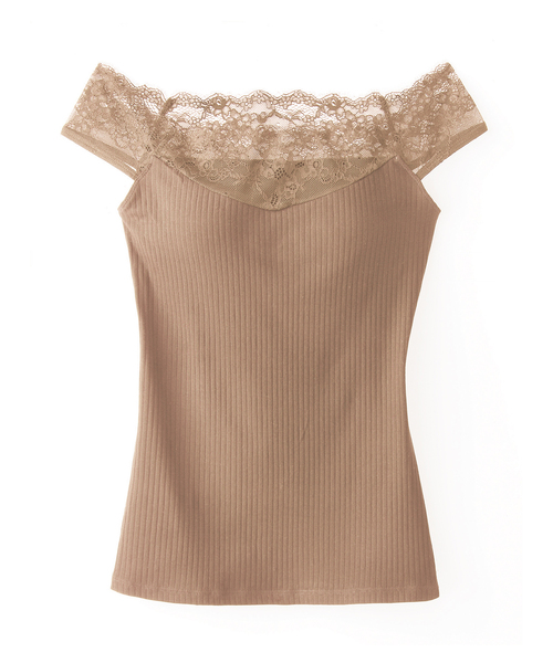 Lingerie by GeeRA（ランジェリーバイジーラ）の「カップ付オフショルリブレースインナー（その他アンダーウェア/インナー・レディース・ブラック/ピンク/オフホワイト/モカ/グレイッシュブルー・SMALL/MEDIUM/LARGE/X-LARGE）」の4枚目の写真