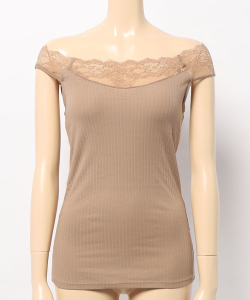 Lingerie by GeeRA（ランジェリーバイジーラ）の「カップ付オフショルリブレースインナー（その他アンダーウェア/インナー・レディース・ブラック/ピンク/オフホワイト/モカ/グレイッシュブルー・SMALL/MEDIUM/LARGE/X-LARGE）」の6枚目の写真