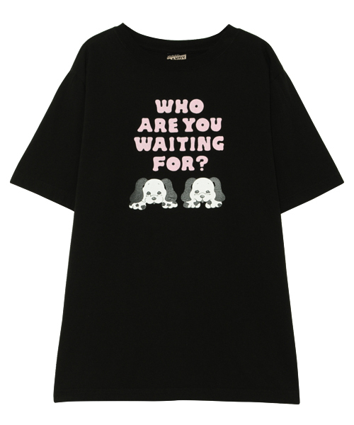 Candy Stripper(キャンディストリッパー)の「WAITING PUPPY Tシャツ(Tシャツ/カットソー・レディース・ブラック/オフホワイト/ブラウン・2/3/4)」の1枚目の写真