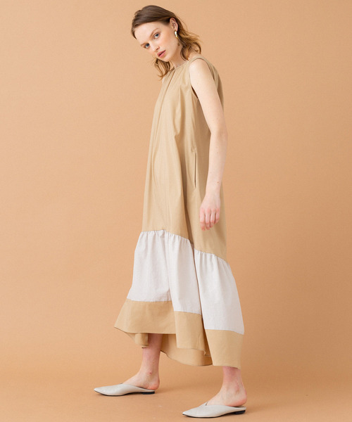 BEAUTY&YOUTH 麻コットン ギャザーボリューム ワンピース BEAUTY&YOUTH UNITED ARROWS（ビューティーアンドユース