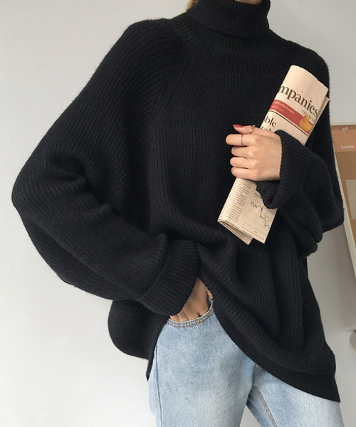 c.u.l（シーユーエル）の「【c.u.l】リブニット タートルネック ルーズシルエットセーター chw626（ニット/セーター・レディース・ベージュ/ブラウン/アイボリー/ブラック・FREE）」の4枚目の写真