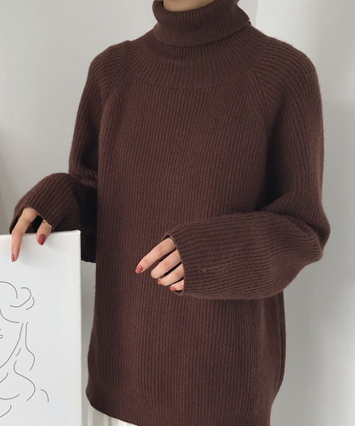 c.u.l（シーユーエル）の「【c.u.l】リブニット タートルネック ルーズシルエットセーター chw626（ニット/セーター・レディース・ベージュ/ブラウン/アイボリー/ブラック・FREE）」の11枚目の写真