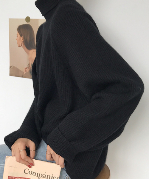 c.u.l（シーユーエル）の「【c.u.l】リブニット タートルネック ルーズシルエットセーター chw626（ニット/セーター・レディース・ベージュ/ブラウン/アイボリー/ブラック・FREE）」の5枚目の写真