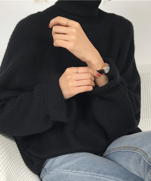 c.u.l（シーユーエル）の「【c.u.l】リブニット タートルネック ルーズシルエットセーター chw626（ニット/セーター・レディース・ベージュ/ブラウン/アイボリー/ブラック・FREE）」の6枚目の写真