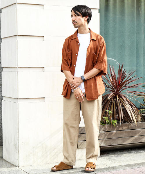 coen（コーエン）の「コットンレーヨンビッグシルエットオープンカラーシャツ（シャツ/ブラウス・メンズ・オレンジ系その他/ネイビー・SMALL/MEDIUM/LARGE/X-LARGE）」の10枚目の写真