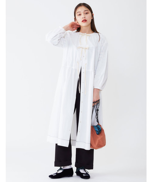 POU DOU DOU(プードゥドゥ)の「洗いざらしコットン2WAYワンピース(ワンピース・レディース・ネイビー/オフホワイト/ブルー・3)」の4枚目の写真