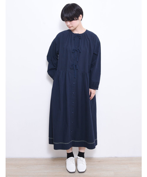 POU DOU DOU(プードゥドゥ)の「洗いざらしコットン2WAYワンピース(ワンピース・レディース・ネイビー/オフホワイト/ブルー・3)」の9枚目の写真