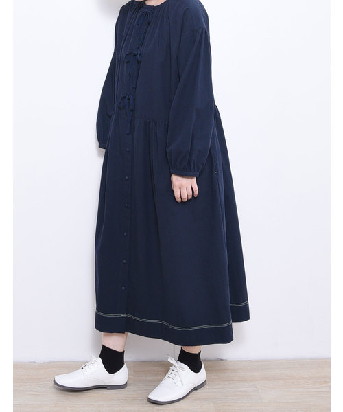 POU DOU DOU(プードゥドゥ)の「洗いざらしコットン2WAYワンピース(ワンピース・レディース・ネイビー/オフホワイト/ブルー・3)」の11枚目の写真