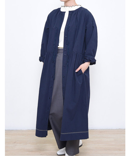 POU DOU DOU(プードゥドゥ)の「洗いざらしコットン2WAYワンピース(ワンピース・レディース・ネイビー/オフホワイト/ブルー・3)」の12枚目の写真