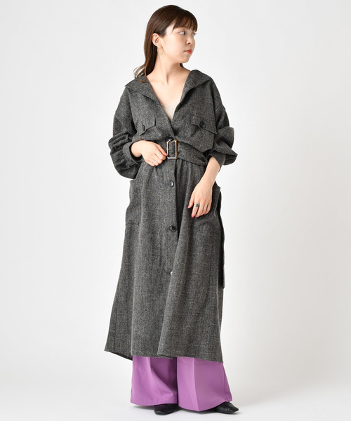 Mystic ミスティック の ツイードライクサファリワンピース ワンピース Wear Mystic ミスティック の ツイードライクサファリワンピース ワンピース Wear