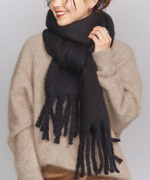 BEAUTY&YOUTH UNITED ARROWS（ビューティーアンドユースユナイテッドアローズ）の「BY∴ ビッグフリンジストール ◆（ストール/ショール・レディース・ライトブルー/ライトグレー/モカ/オフホワイト/ブラック・FREE）」の3枚目の写真