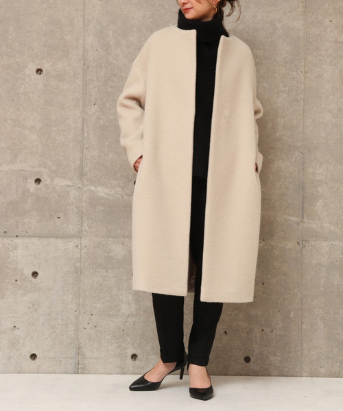 Liesse（リエス）の「ノーカラーシャギーコート（その他アウター・レディース・ライトベージュ/ネイビー/キャメル・FREE）」の4枚目の写真