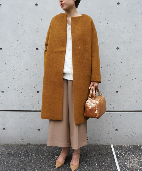 Liesse（リエス）の「ノーカラーシャギーコート（その他アウター・レディース・ライトベージュ/ネイビー/キャメル・FREE）」の11枚目の写真