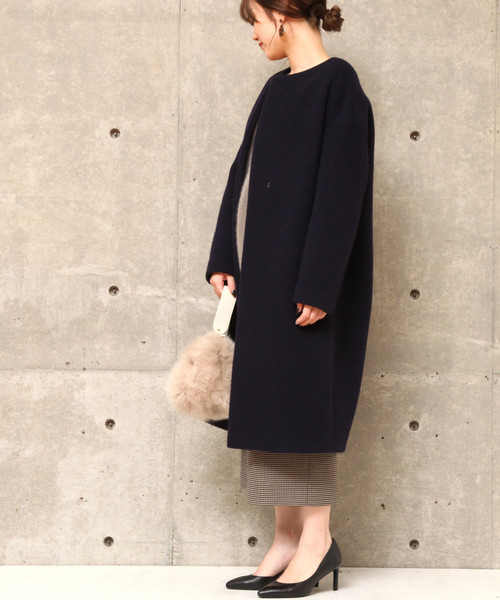 Liesse（リエス）の「ノーカラーシャギーコート（その他アウター・レディース・ライトベージュ/ネイビー/キャメル・FREE）」の6枚目の写真