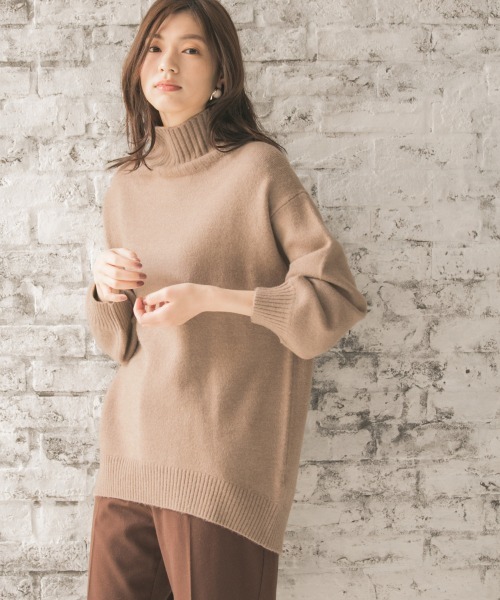 GLOBAL WORK(グローバルワーク)の「マシュマロタッチチュニックプルオーバー/854914(ニット/セーター・レディース・ブラウン/ライトグレー/ブラック/ホワイト/ベージュ/グリーン系その他6・MEDIUM/LARGE)」の4枚目の写真