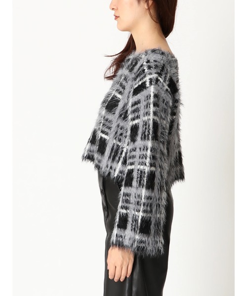 EGOIST（エゴイスト）の「シャギーチェックニットＴＯＰ（ニット/セーター・レディース・ブラック/ブラウン/ボルドー・FREE）」の15枚目の写真