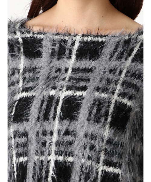 EGOIST（エゴイスト）の「シャギーチェックニットＴＯＰ（ニット/セーター・レディース・ブラック/ブラウン/ボルドー・FREE）」の14枚目の写真